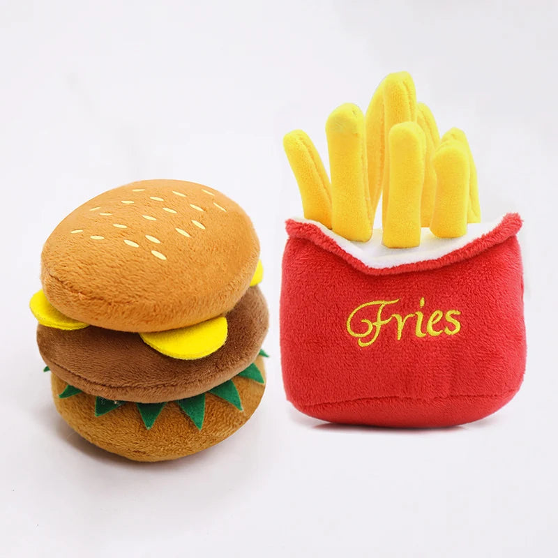 7-piece set of puppy sound toys loose plush pet chewing plush fruit snacks and vegetable puppy toys suitable for cute playm