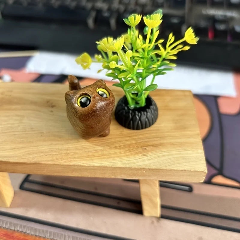 Charming Wooden Kitten Figurine - Handcrafted Cat Decor For Home, Perfect Gift Idea Cat Figurine Cat Accessories