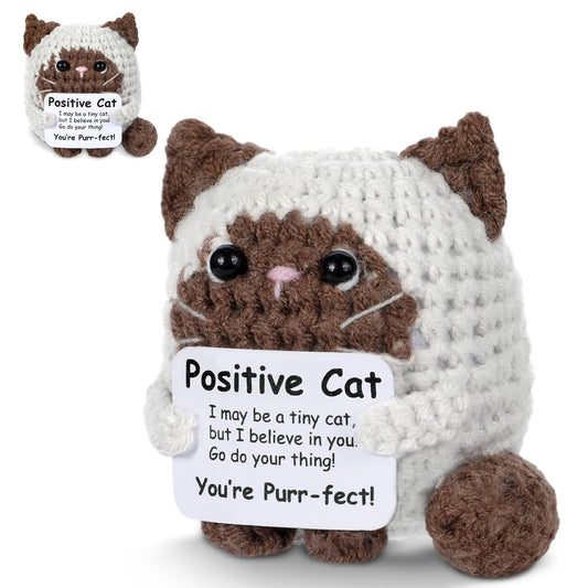 Crocheted Cats Full of Positive Energy, Emotional Encouragement, Birthday Gifts for Friends, Handmade Knitted Cats, Gifts for Female Colleagues, Friends, Students, Small Birthday and Christmas Gifts, Stocking Stuffers