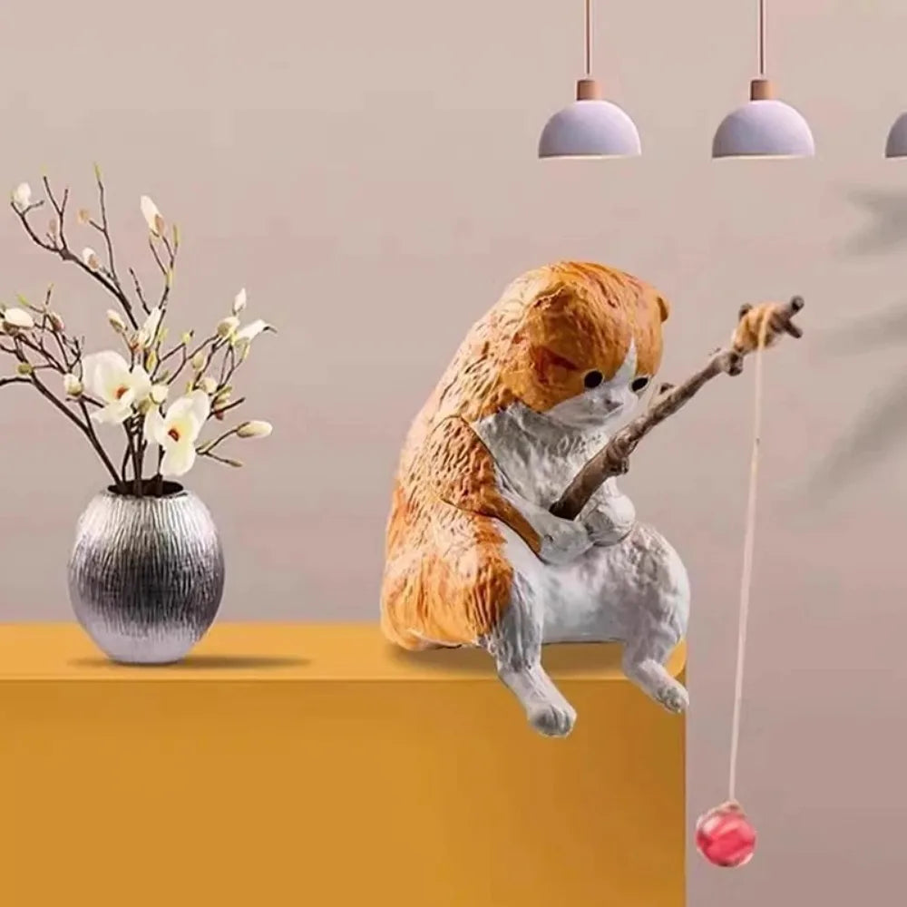 Fish Tank Fishing Cat Hanging Creative Landscape Office Ornaments Fishing Fun Mini Decorative Micro-Landscape