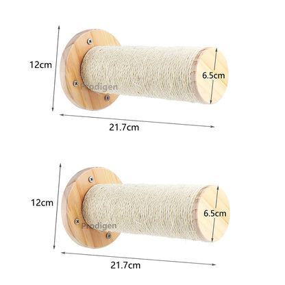 Cat Tree Wall Mounted Cat Climbing Wood Shelves Cat Jumping Platform or Hammock with Stairway for Kitten Playground Furniture