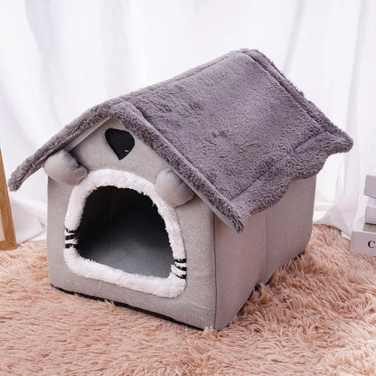 House Style Pet Bed for Small Dogs & Cats - All Season Removable Washable Dog House Winter Warm Teddy Bed Pet Supplies