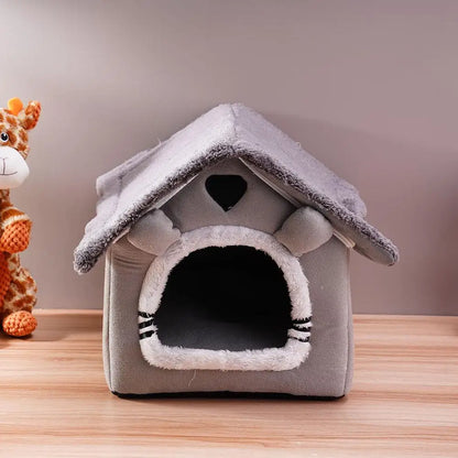 House Style Pet Bed for Small Dogs & Cats - All Season Removable Washable Dog House Winter Warm Teddy Bed Pet Supplies