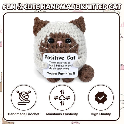 Crocheted Cats Full of Positive Energy, Emotional Encouragement, Birthday Gifts for Friends, Handmade Knitted Cats, Gifts for Female Colleagues, Friends, Students, Small Birthday and Christmas Gifts, Stocking Stuffers