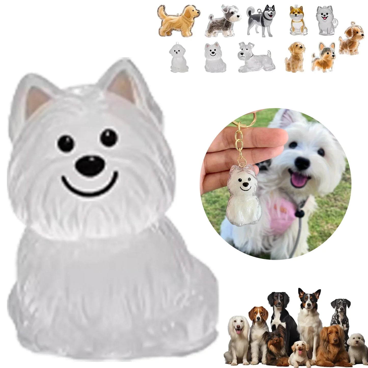 Transparent Cat/Dog Hair Collection Capsule Keychain Kawaii Memorial Pet Cat Dog Hair Capsule for Keychain DIY Pendant Accessory