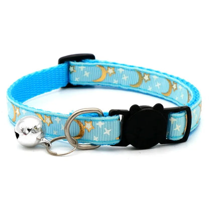 Pet Collar With Bell Cartoon Footprint Colorful Dog Puppy Kitten Collar Adjustable Safety Bell Ring Necklace Pet Accessories