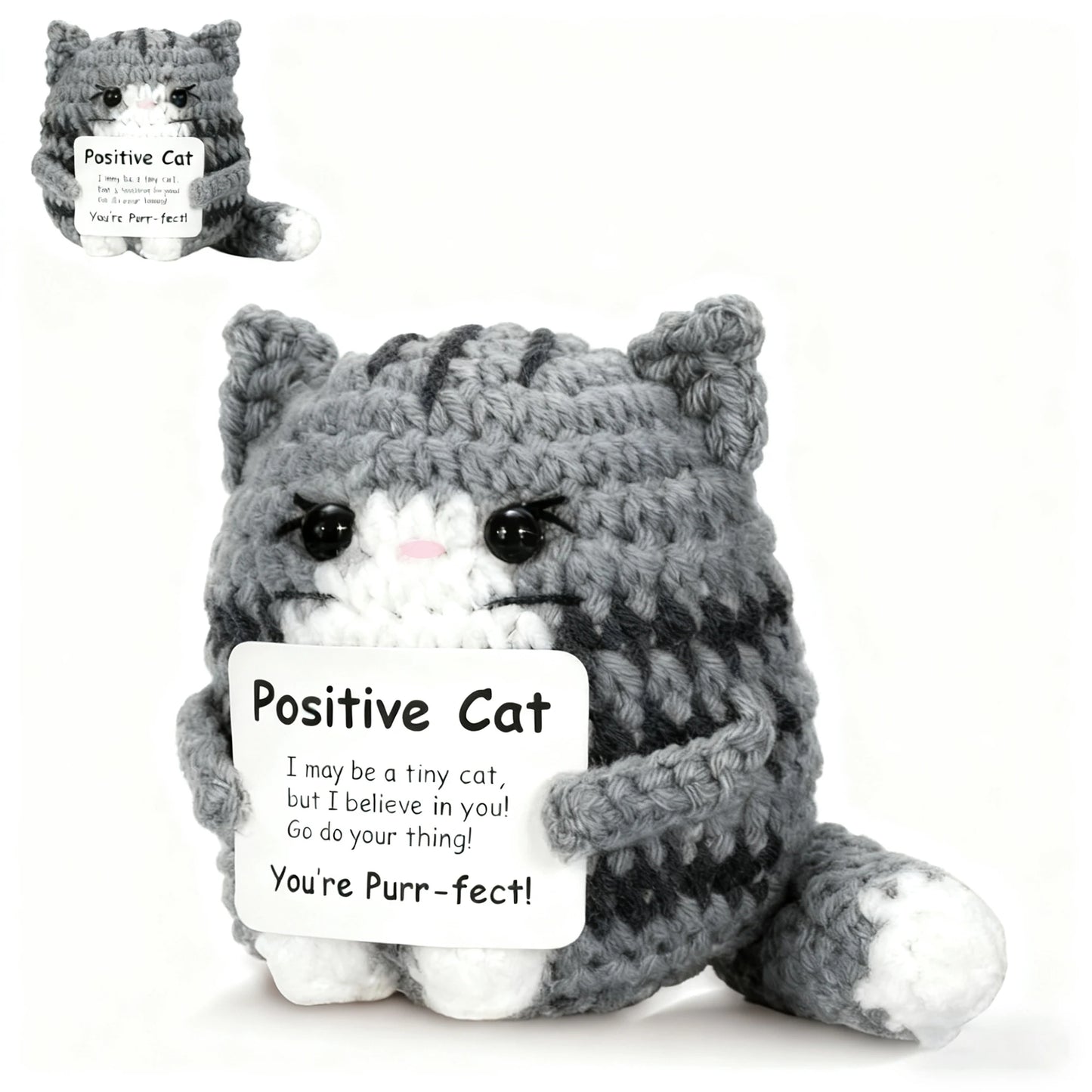 Crocheted Cats Full of Positive Energy, Emotional Encouragement, Birthday Gifts for Friends, Handmade Knitted Cats, Gifts for Female Colleagues, Friends, Students, Small Birthday and Christmas Gifts, Stocking Stuffers