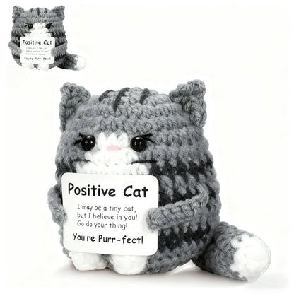 Crocheted Cats Full of Positive Energy, Emotional Encouragement, Birthday Gifts for Friends, Handmade Knitted Cats, Gifts for Female Colleagues, Friends, Students, Small Birthday and Christmas Gifts, Stocking Stuffers