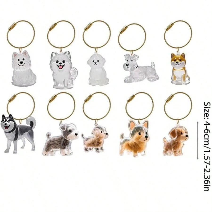 Hanging Pet Keychain Pendant Memorial Resin Cat/Dog Hair Storage Capsule Unique Keychain Novel Trendy Souvenir for Pet Lovers