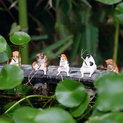 1-5PCS Fishing Cat Aquariums Decorations Fishtanks Hangable Decors Landscape AquaticPet Fishtank Ornament Desktop Accessories