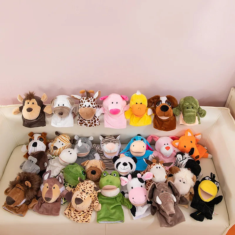 Hand Finger Puppets Cartoon Plush Toy Party Supply Family Gathering Favorite Toy Lion Sheep Duck Giraffe Children Gifts