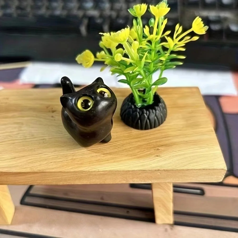 Cute Charming Wooden Kitten Figurine Handcrafted Cat Decor For Home Perfect Gift Idea Cat Figurine Cat Accessories