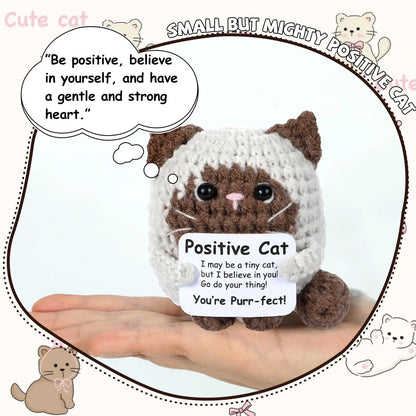 Crocheted Cats Full of Positive Energy, Emotional Encouragement, Birthday Gifts for Friends, Handmade Knitted Cats, Gifts for Female Colleagues, Friends, Students, Small Birthday and Christmas Gifts, Stocking Stuffers