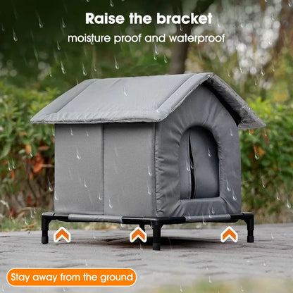 Stray Cat dog House Waterproof Elevated Kitty Pet House Pad Outdoor Winter Warm Pet Cave Washable Weatherproof Cat Shelter