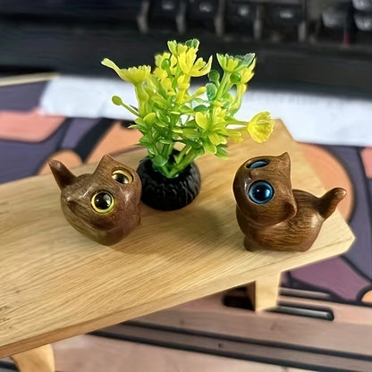 Charming Wooden Kitten Figurine - Handcrafted Cat Decor For Home, Perfect Gift Idea Cat Figurine Cat Accessories