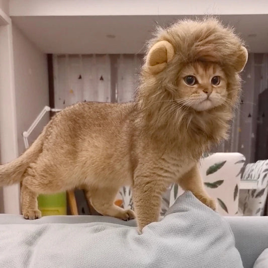 Pet Hairpiece - Humorous Lion Mane Headgear for Dogs and Cats, Adjustable Costume Accessories for Fun Dress-up and Play