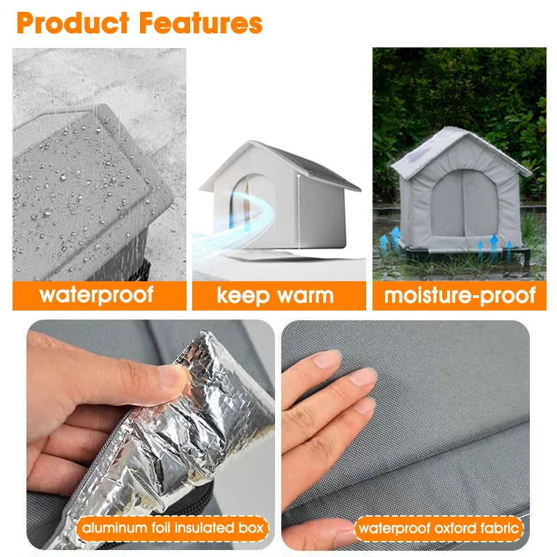 Stray Cat dog House Waterproof Elevated Kitty Pet House Pad Outdoor Winter Warm Pet Cave Washable Weatherproof Cat Shelter