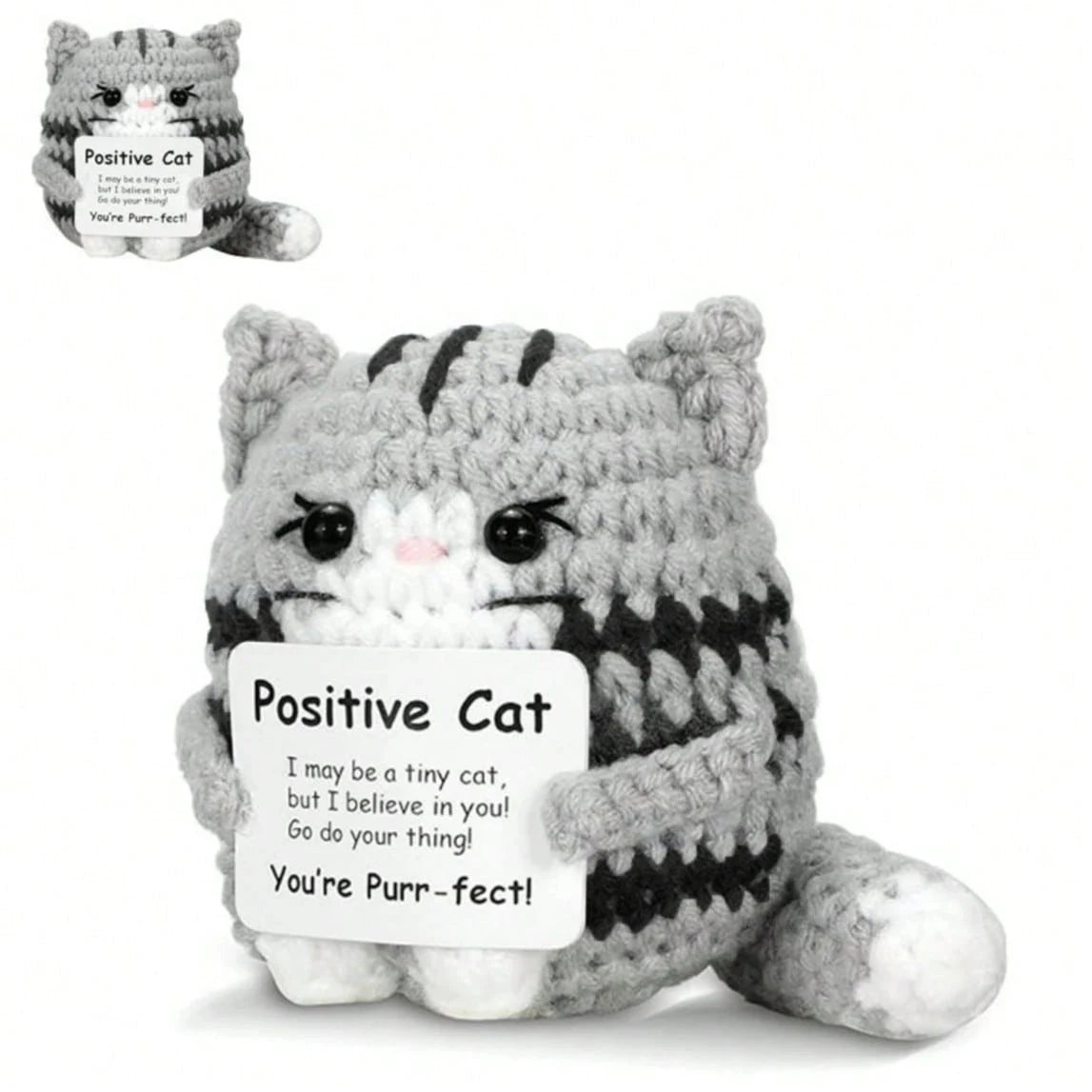 Crocheted Cats Full of Positive Energy, Emotional Encouragement, Birthday Gifts for Friends, Handmade Knitted Cats, Gifts for Female Colleagues, Friends, Students, Small Birthday and Christmas Gifts, Stocking Stuffers