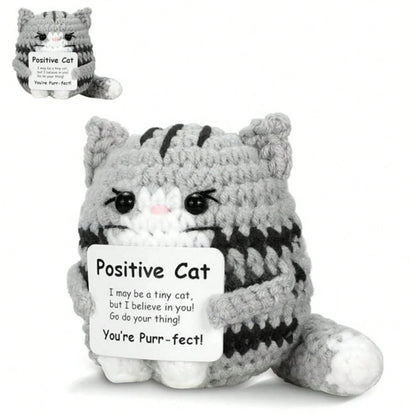 Crocheted Cats Full of Positive Energy, Emotional Encouragement, Birthday Gifts for Friends, Handmade Knitted Cats, Gifts for Female Colleagues, Friends, Students, Small Birthday and Christmas Gifts, Stocking Stuffers
