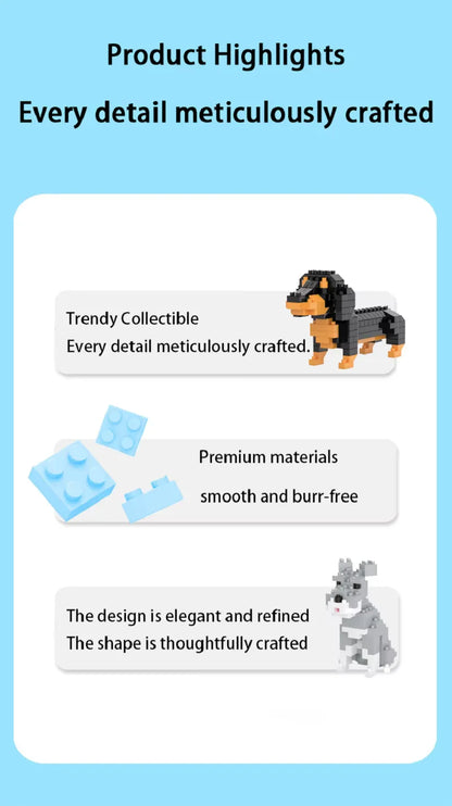 Children's Puzzle Building Animal Series Pet Dog Toy DIY Assembly Education Micro Particle Set Furniture Ornaments Birthday Gift