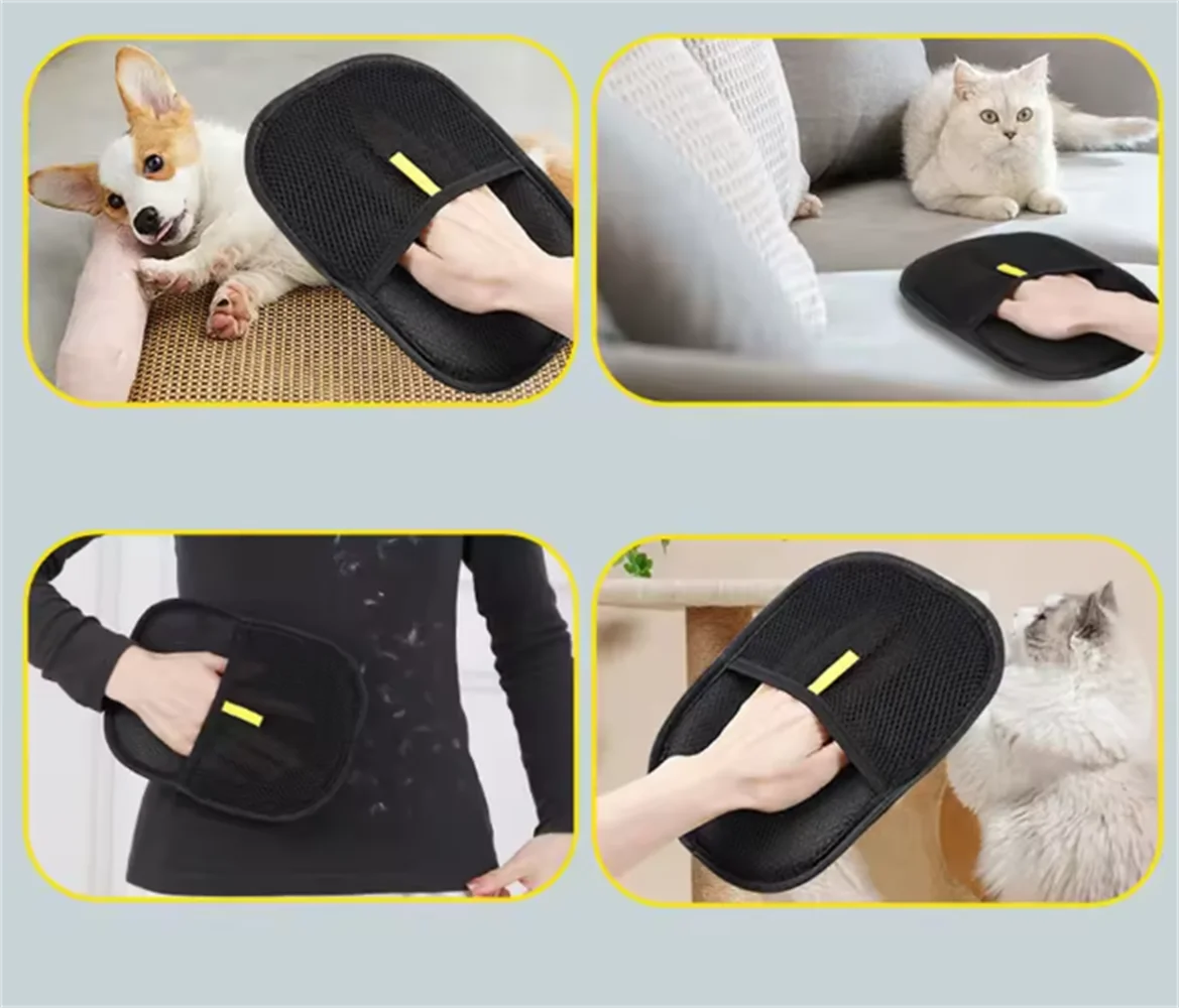 Pet Hair Removal Tool Reusable Static Removal Gloves, Double-Sided Grooming Gloves for Pets, Removes Pet Fur Hair for Carpets