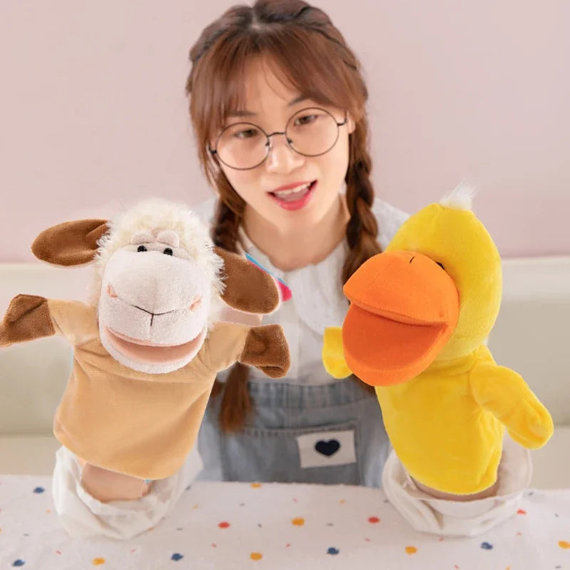 Hand Finger Puppets Cartoon Plush Toy Party Supply Family Gathering Favorite Toy Lion Sheep Duck Giraffe Children Gifts