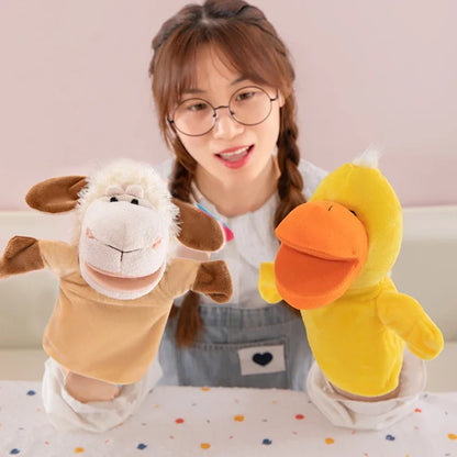 Hand Finger Puppets Cartoon Plush Toy Party Supply Family Gathering Favorite Toy Lion Sheep Duck Giraffe Children Gifts