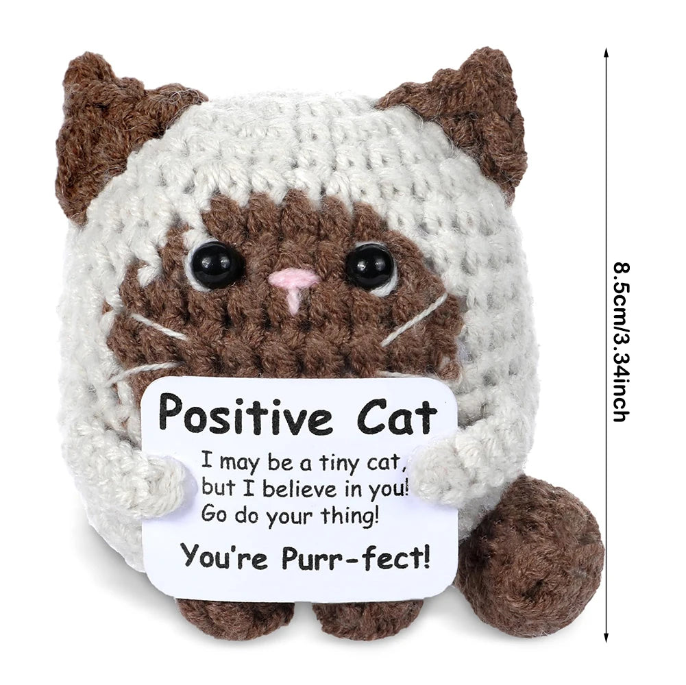 Crocheted Cats Full of Positive Energy, Emotional Encouragement, Birthday Gifts for Friends, Handmade Knitted Cats, Gifts for Female Colleagues, Friends, Students, Small Birthday and Christmas Gifts, Stocking Stuffers