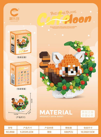 Mini Dog Cat panda raccoon Cute Pet Small Building Block Model Series Ornaments Children's Toy Christmas Birthday Gifts for Kids