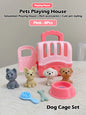 Cute Dog Pet Basket Family Toys Dog Doll Set Dog Cage Toys Scene Playing Toys Christmas Decoration and Thanksgiving Gifts