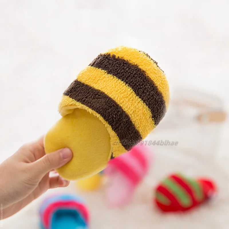 Puppy Dog Chew Toys with Squeaker for Small Dogs French Bulldog Shiba Inu Funny Plush Slipper Pet Supplies Teeth Cleaning Toy