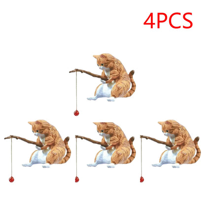 1-5PCS Fishing Cat Aquariums Decorations Fishtanks Hangable Decors Landscape AquaticPet Fishtank Ornament Desktop Accessories