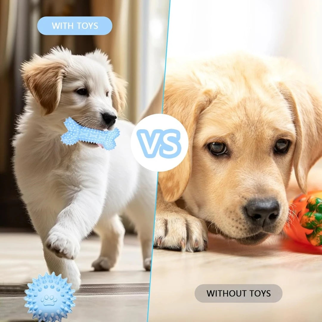 3 Pack Puppy Chew Toys for Teething, Puppy Toys Small Dog Soft Rubber Cleaning Teeth Outdoor Interactive Pet Toy Set Durable Rop