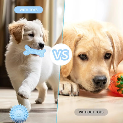 3 Pack Puppy Chew Toys for Teething, Puppy Toys Small Dog Soft Rubber Cleaning Teeth Outdoor Interactive Pet Toy Set Durable Rop