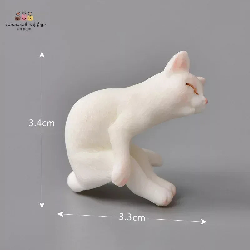Resin Cats Ornament Kitten Figurine Animal Miniature Fairy Garden Doll House Decoration DIY Micro Landscape Home Decor