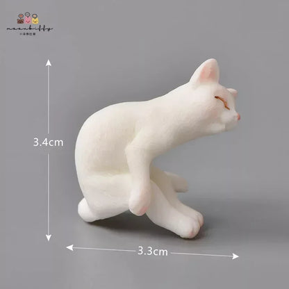 Resin Cats Ornament Kitten Figurine Animal Miniature Fairy Garden Doll House Decoration DIY Micro Landscape Home Decor