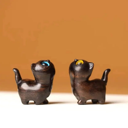 Cute Charming Wooden Kitten Figurine Handcrafted Cat Decor For Home Perfect Gift Idea Cat Figurine Cat Accessories