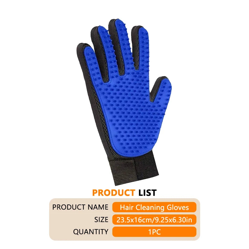 Reusable Double-Sided Pet Hair Removal Glove Anti-Static Grooming Tool for Cats Dogs Soft Brush Mitt for Furniture Carpet Cloth