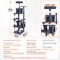 SucceBuy Cat Tree for Indoor Cats Cat Tower with Cat Condo Sisal Scratching Post HammockTop Perch Jumping Platforms Dark Grey