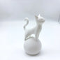 Cat Sculpture on The Ball -3D Artistic Sitting Cat Statue, Minimally Black Decoration, Cat Spherical Base Decorative Ornament