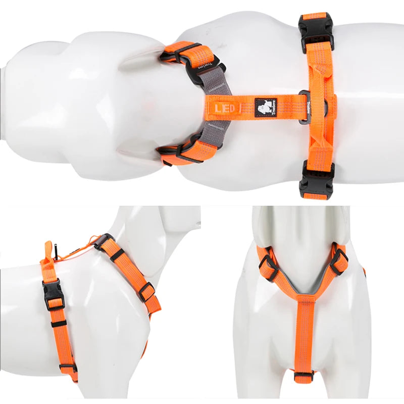 Truelove Pet Harness Adjustable Reflective Nylon with Collar Leash LED Light Neoprene Padded Hiking Running TLH6171 Dropshipping