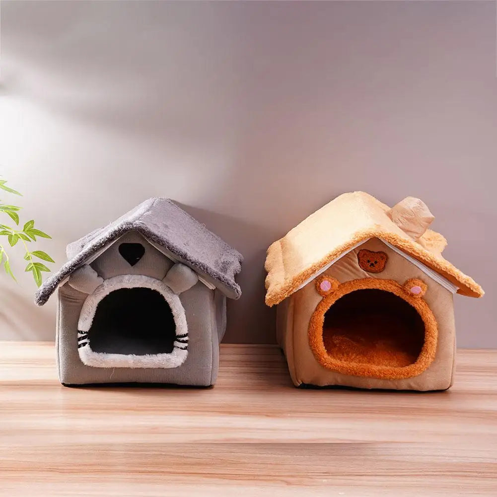 House Style Pet Bed for Small Dogs & Cats - All Season Removable Washable Dog House Winter Warm Teddy Bed Pet Supplies