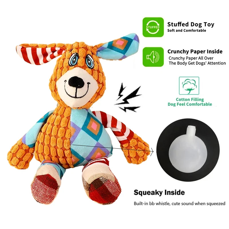Splicing Style Pet Plush Toy Cat Dog Toy Animals Bite Resistant Interactive Squeaky Pet Dog Teeth Cleaning Chew Toy Pet Supplies