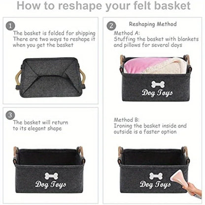 Pet dog toy felt storage box home storage basket dirty clothes storage bag storage basket Pet dog toy felt storage box