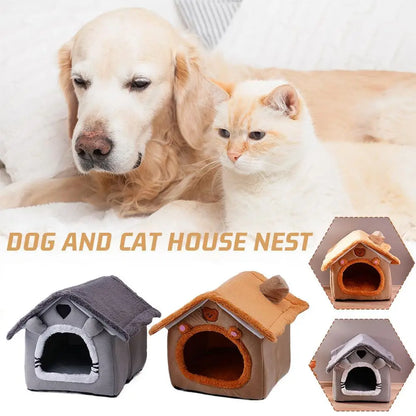 House Style Pet Bed for Small Dogs & Cats - All Season Removable Washable Dog House Winter Warm Teddy Bed Pet Supplies