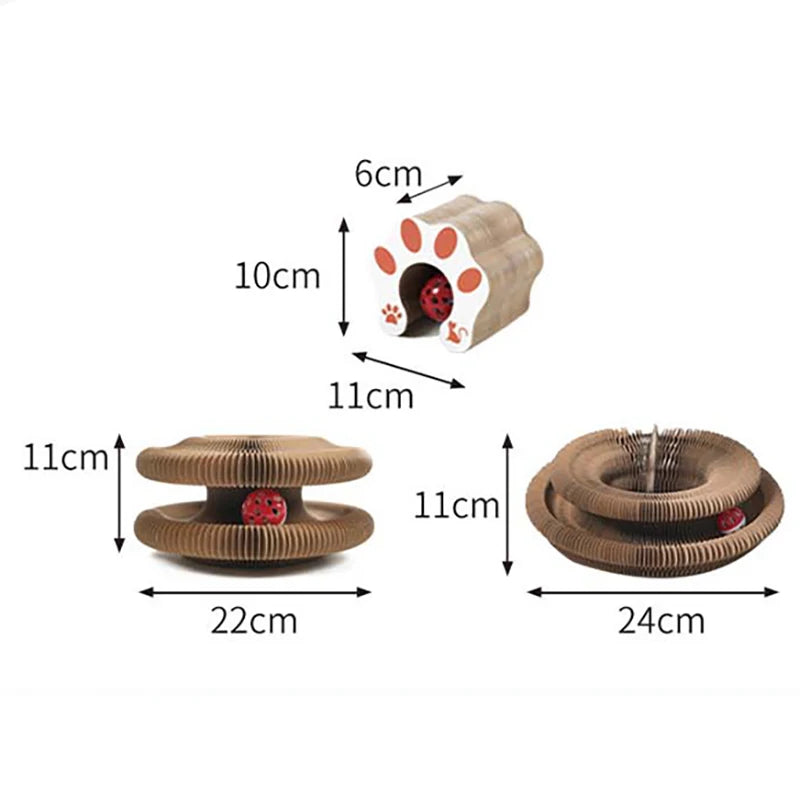 Magic Cat Scratch Organ Board Cat Toy with Ball Cat Grinding Claw Cat Climbing Frame Kitten Round Corrugated Cat Scratching Toy