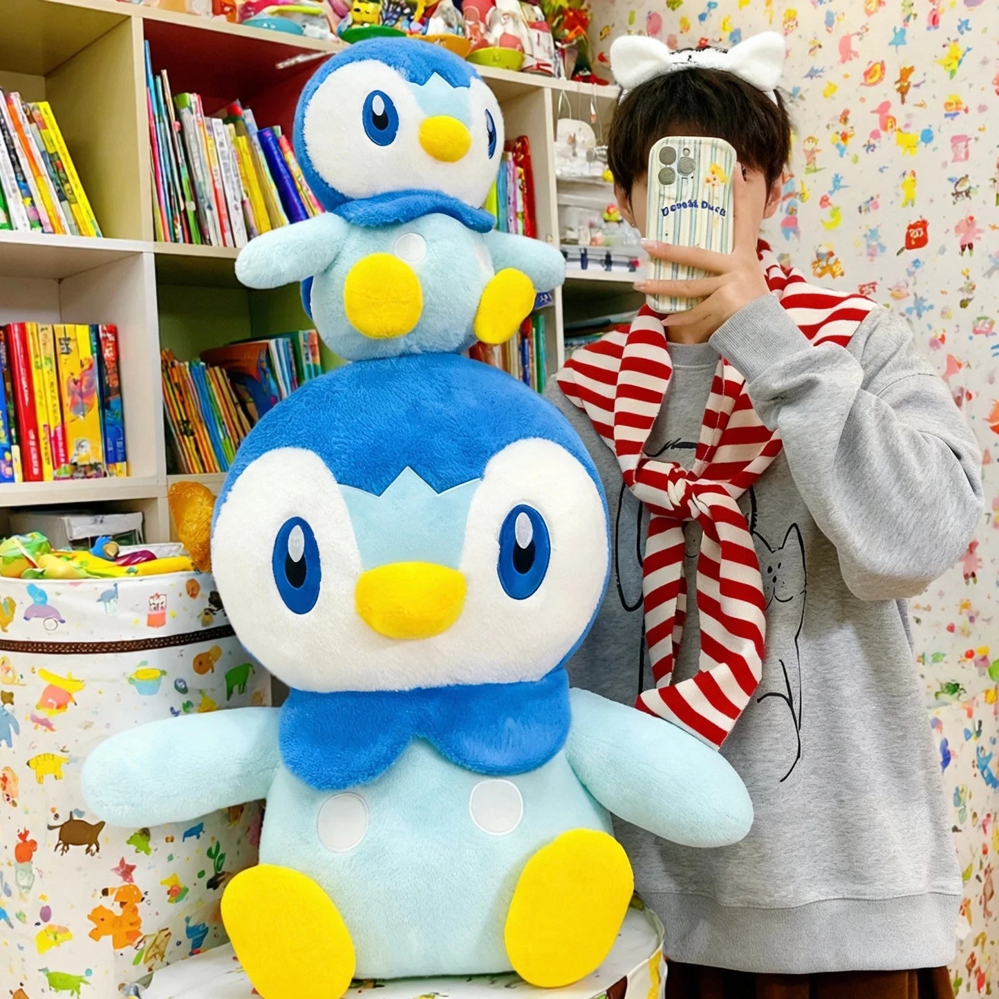 Giant Pokemon Piplup Plush Toy Huggable Blue Penguin Stuffed Anime Doll Collectible Gift for Pokemon Enthusiasts