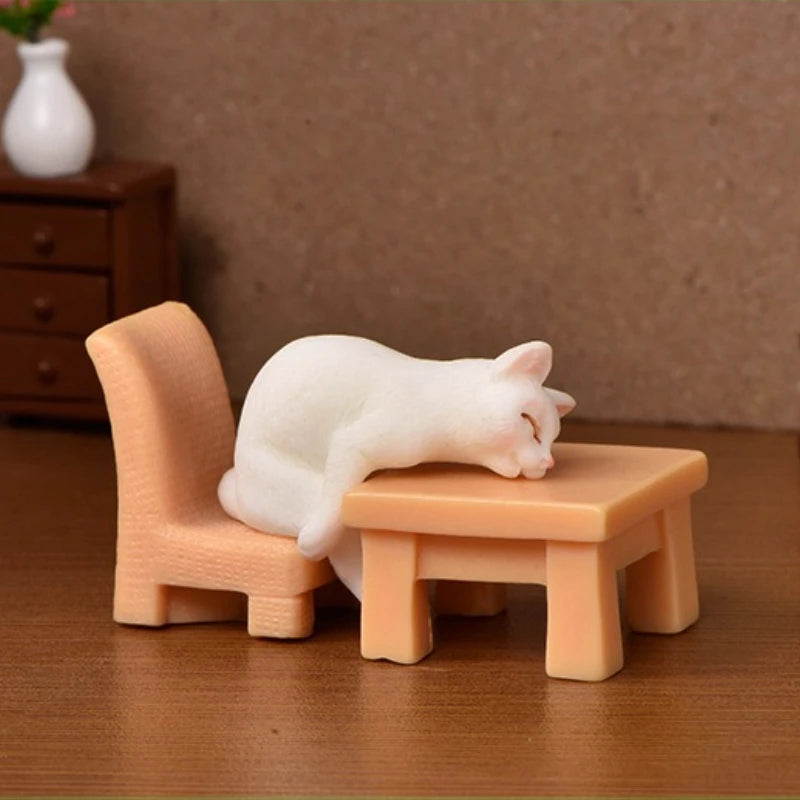 Resin Cats Ornament Kitten Figurine Animal Miniature Fairy Garden Doll House Decoration DIY Micro Landscape Home Decor