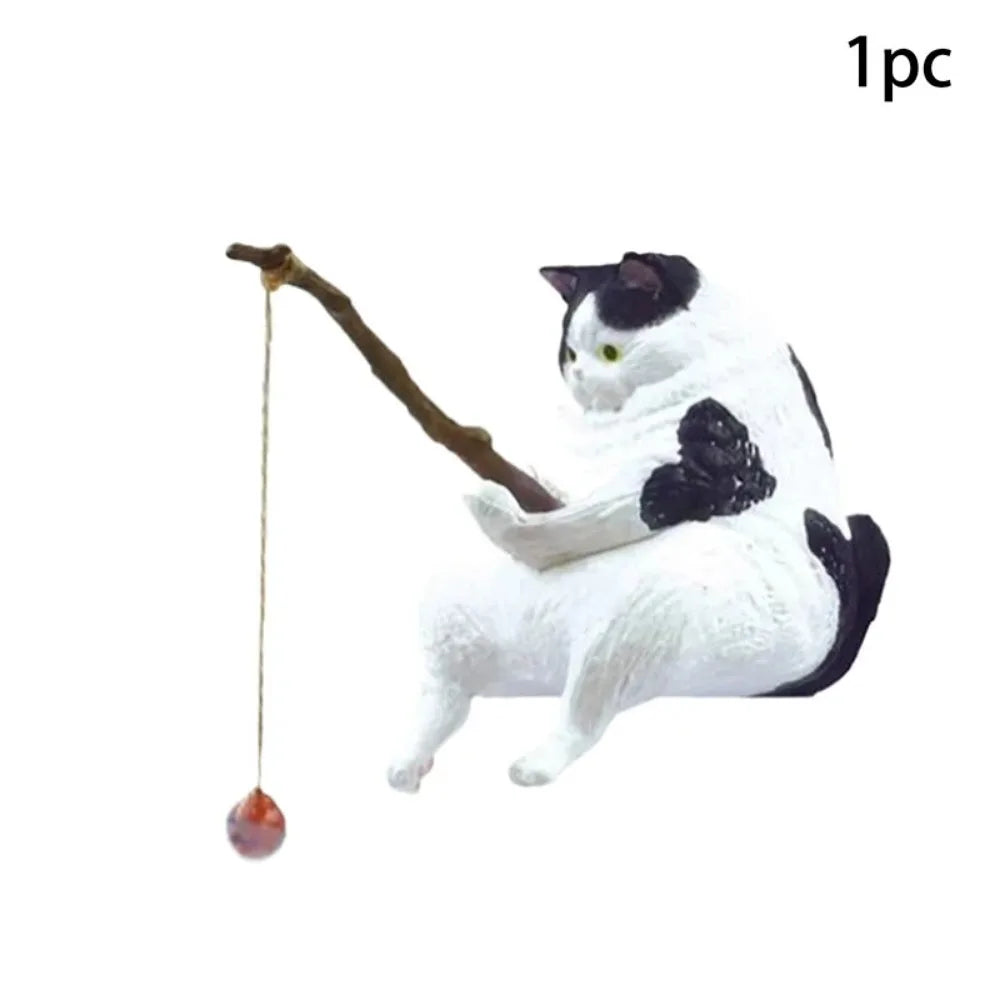 Fish Tank Fishing Cat Hanging Creative Landscape Office Ornaments Fishing Fun Mini Decorative Micro-Landscape