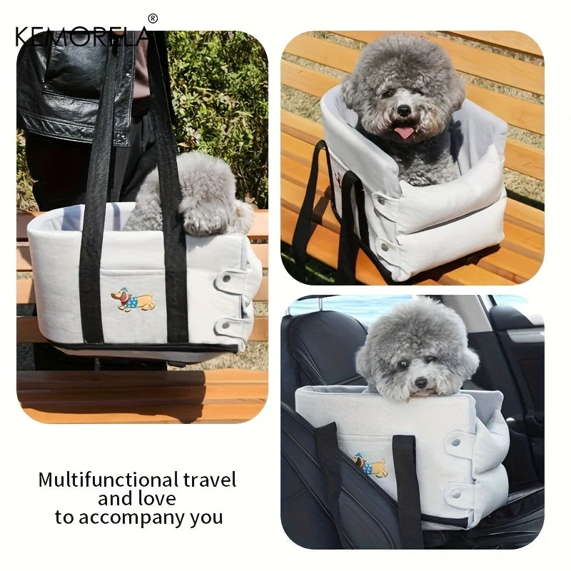 Pet Booster Seat for Cars-Portable Car Seat Cushion for Cats and Dogs Dog Car Carrier with Safety Harness Travel Vehicle Pet Bed